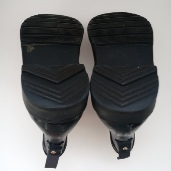 Hunter Navy Blue Ankle Booties Rubber Original Wellie Galosh Rain Boots Women 7 - Picture 14 of 16